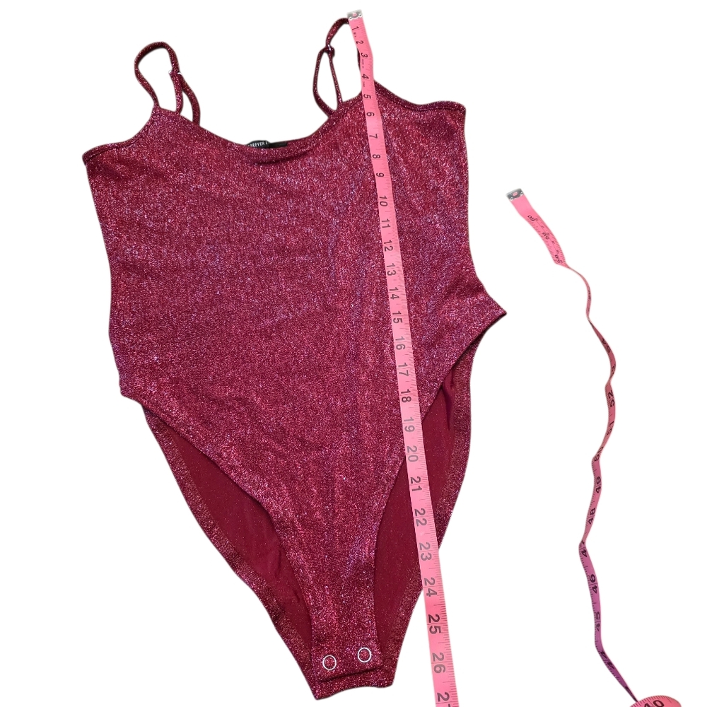 Forever 21 Shimmering Red Bodysuit Size L - Picture 4 of 9